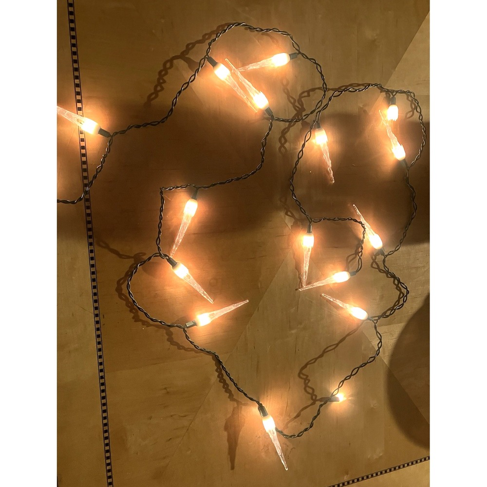 Vintage 20 Count Icicle String Christmas Lights w/Clear Drip Covers - READ